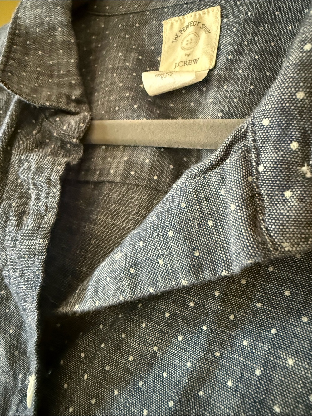 J. Crew Chambray Polka Dot Button-up Shirt